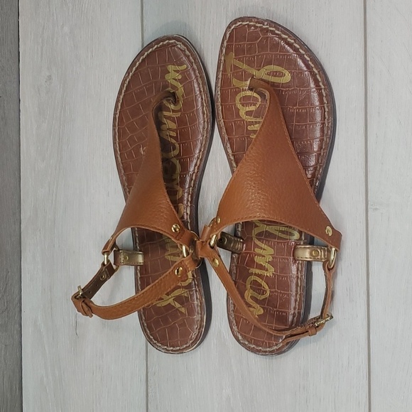 Sam Edelman Womens Greta Hoddle T strap Leather Flats Sandals shoes sz 7M - Picture 3 of 10